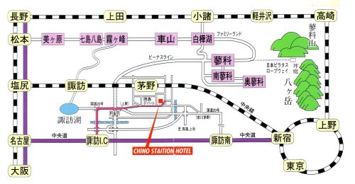 ちのステーションホテル交通地図